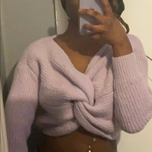 Azalea Wang Crop Top Twist Knot Sweater